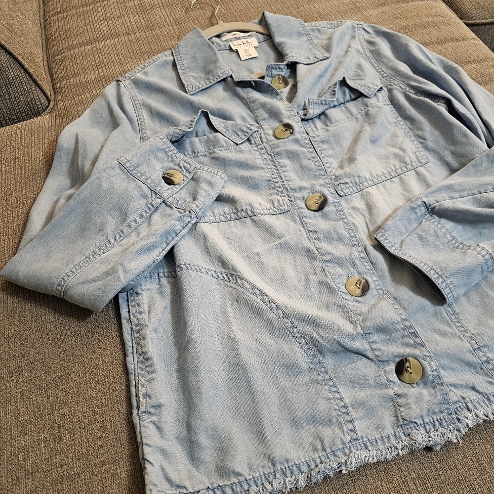 Nicole Miller Light Blue Lyocell Casual Lagen Shirt Shacket Size Small - Picture 3 of 5